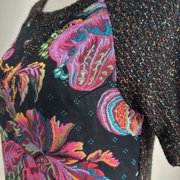Anthropologie James Coviello Floral Brocade Metallic Knit Sweater Blouse Small - Picture 5 of 11